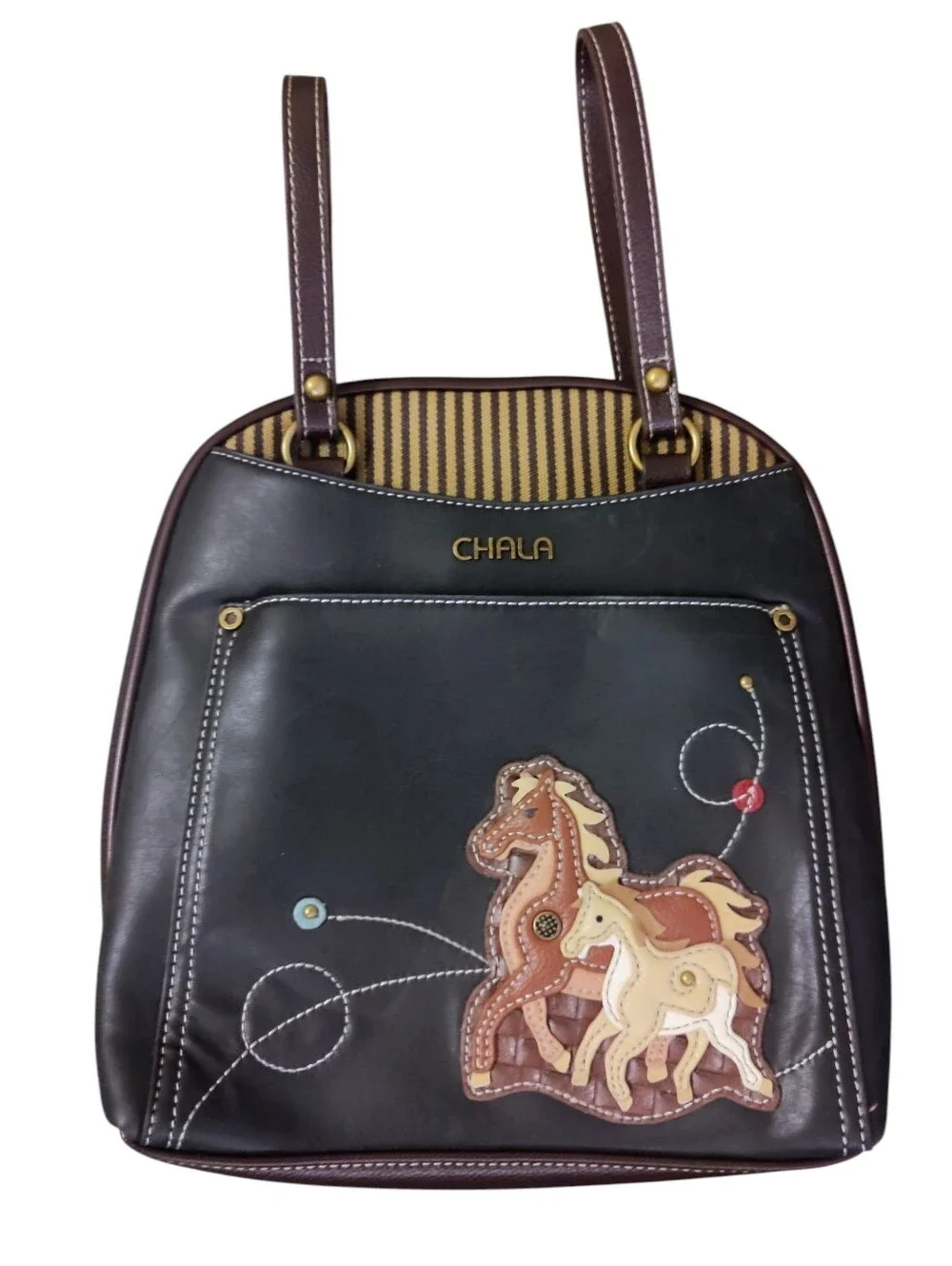 CHALA Convertible Backpack Purse Horse Family Faux Leather